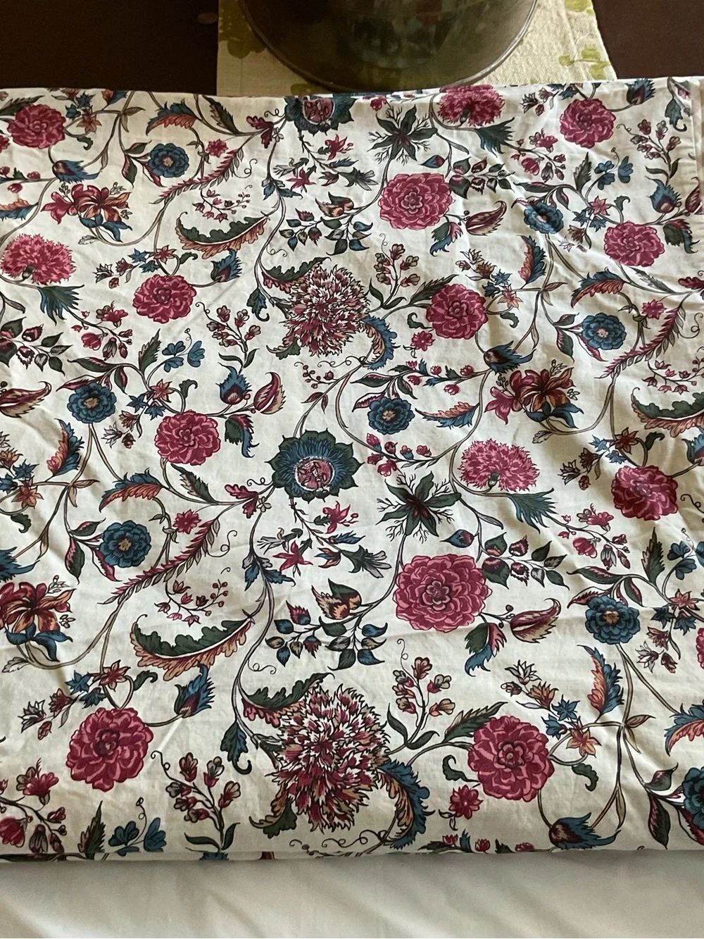 POTTERY BARN Amelie Floral with Gingham Borders Duvet Cover QUEEN 92x88”